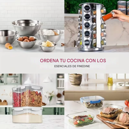 Organizador de Especias de Acero Inoxidable de 16 piezas