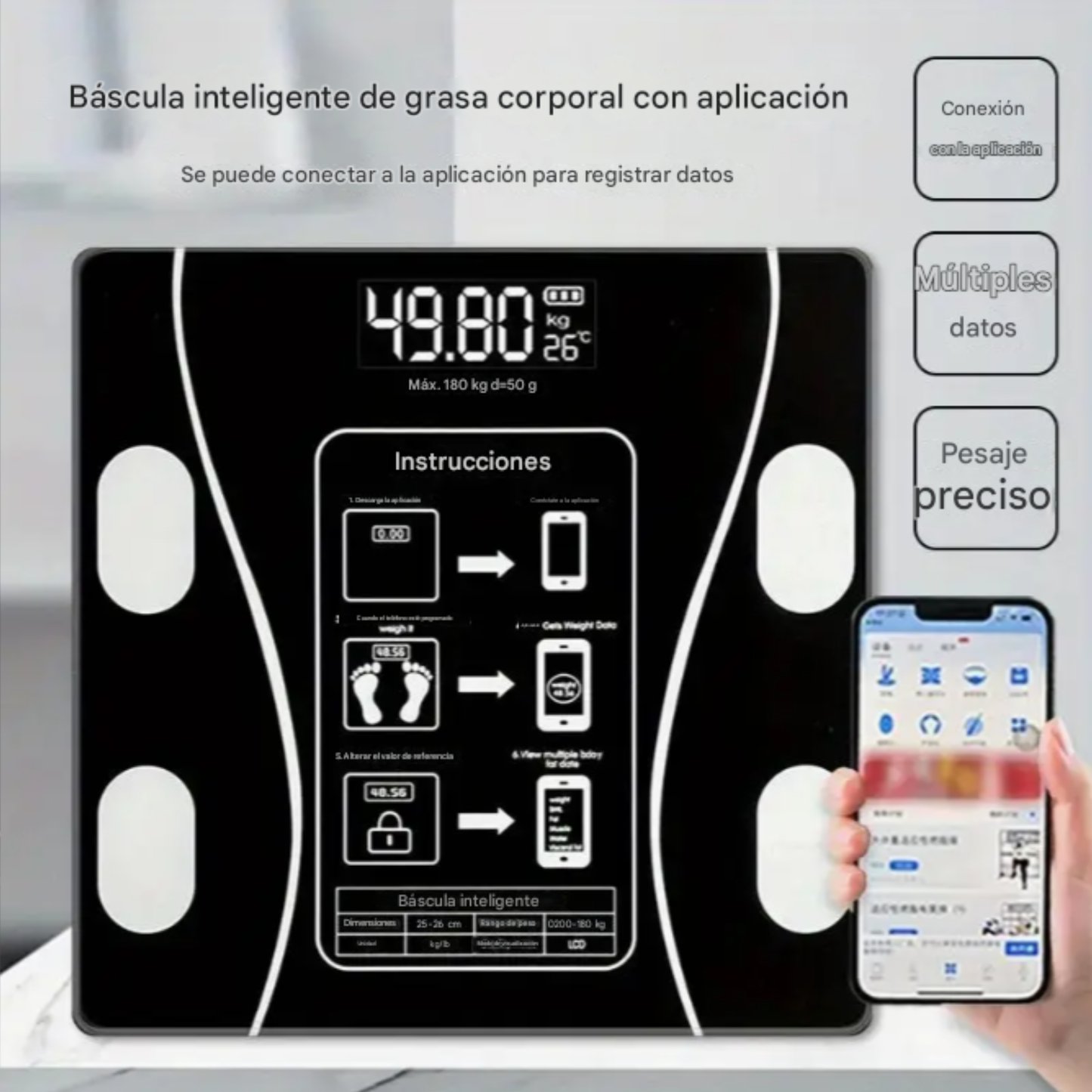 Báscula inalámbrica de alta precisión con App