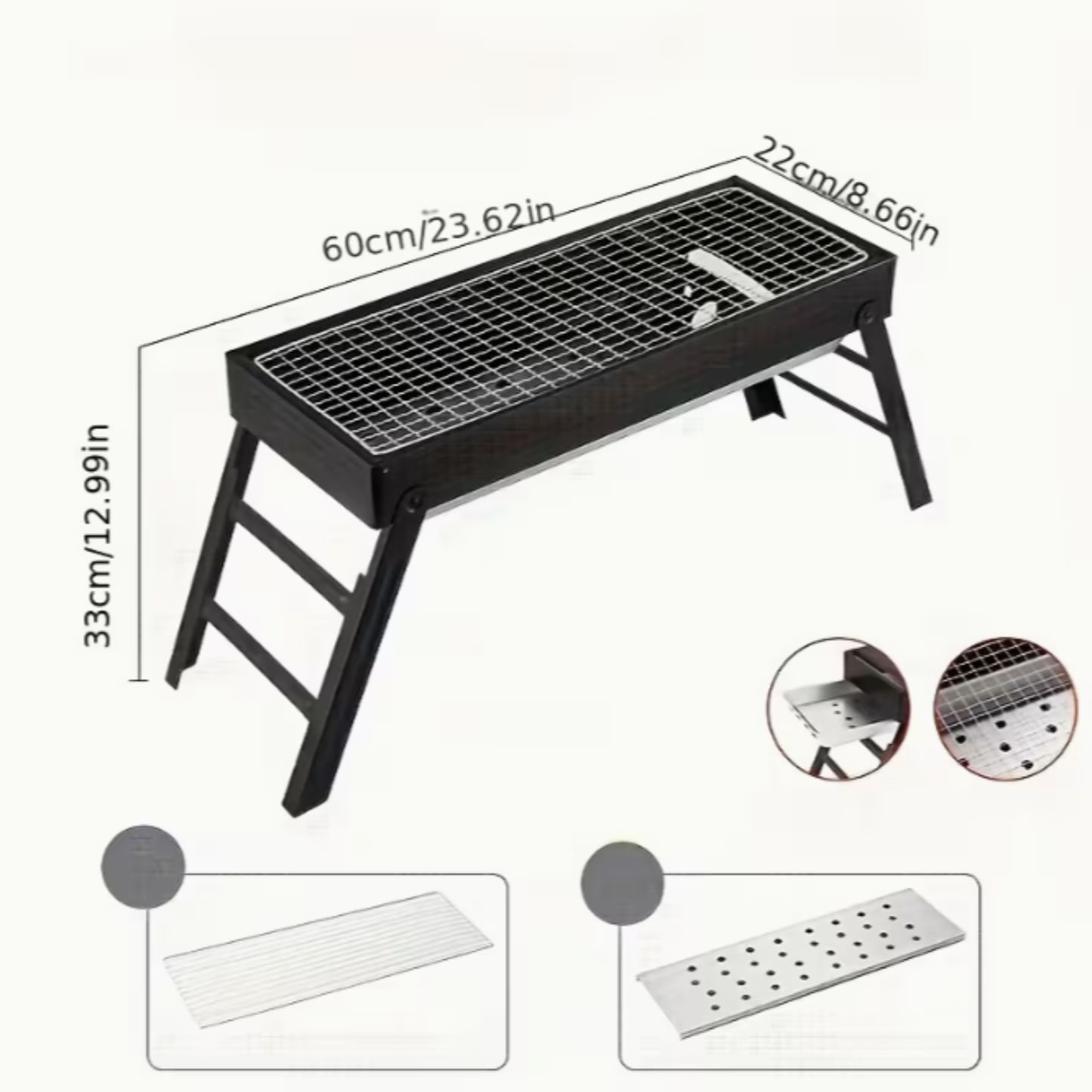 Parrilla Portátil de Acero Inoxidable para Carbón