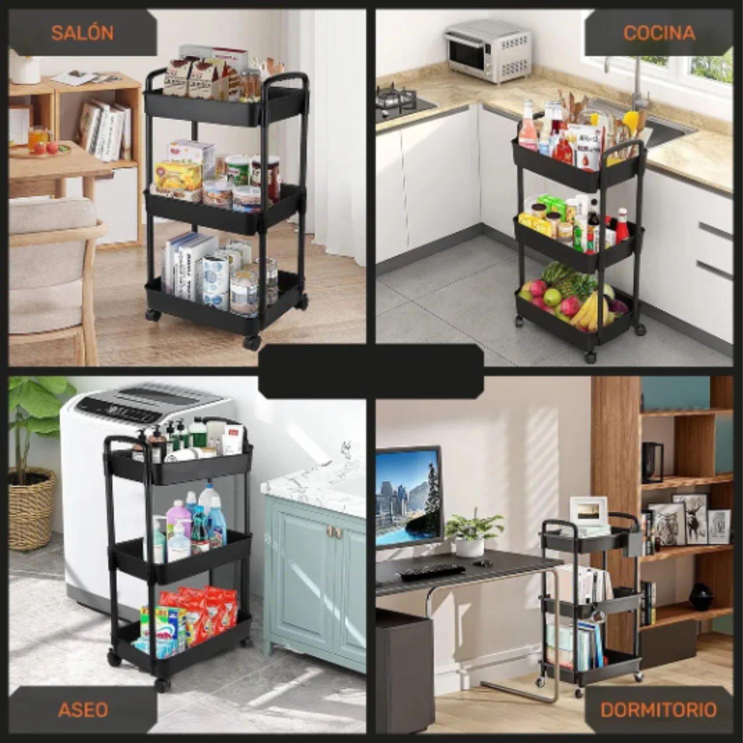 Organizador Multiusos 3 Niveles con Ruedas