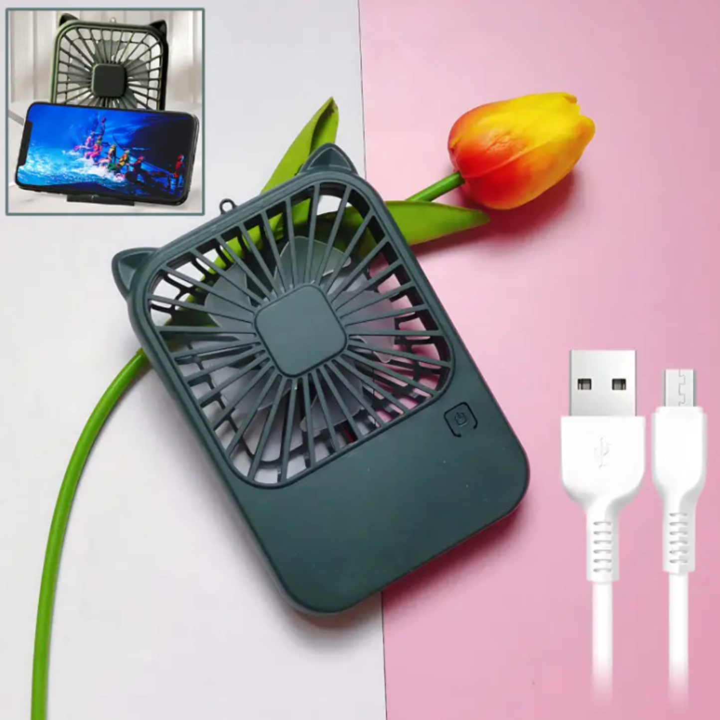 Ventilador portátil Mini con soporte para celular