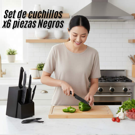 Set de cuchillos x6 piezas Negros