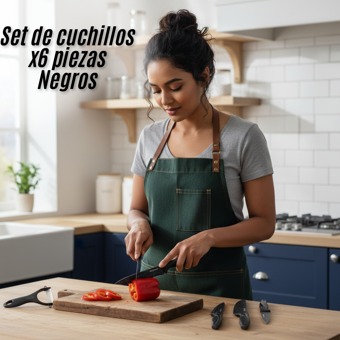 Set de cuchillos x6 piezas Negros