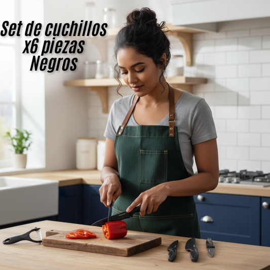 Set de cuchillos x6 piezas Negros