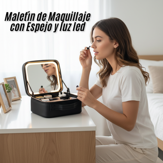 Maletín de Maquillaje con Espejo y luz led