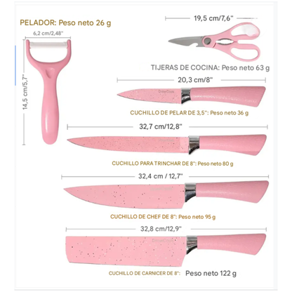 Set de cuchillos x6 piezas Rosados