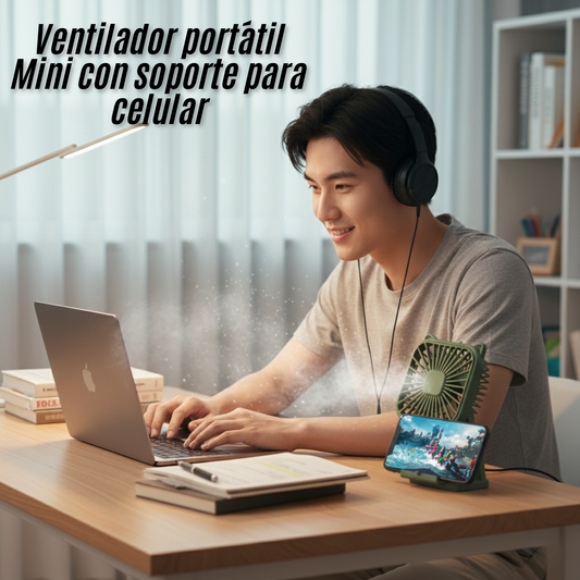 Ventilador portátil Mini con soporte para celular