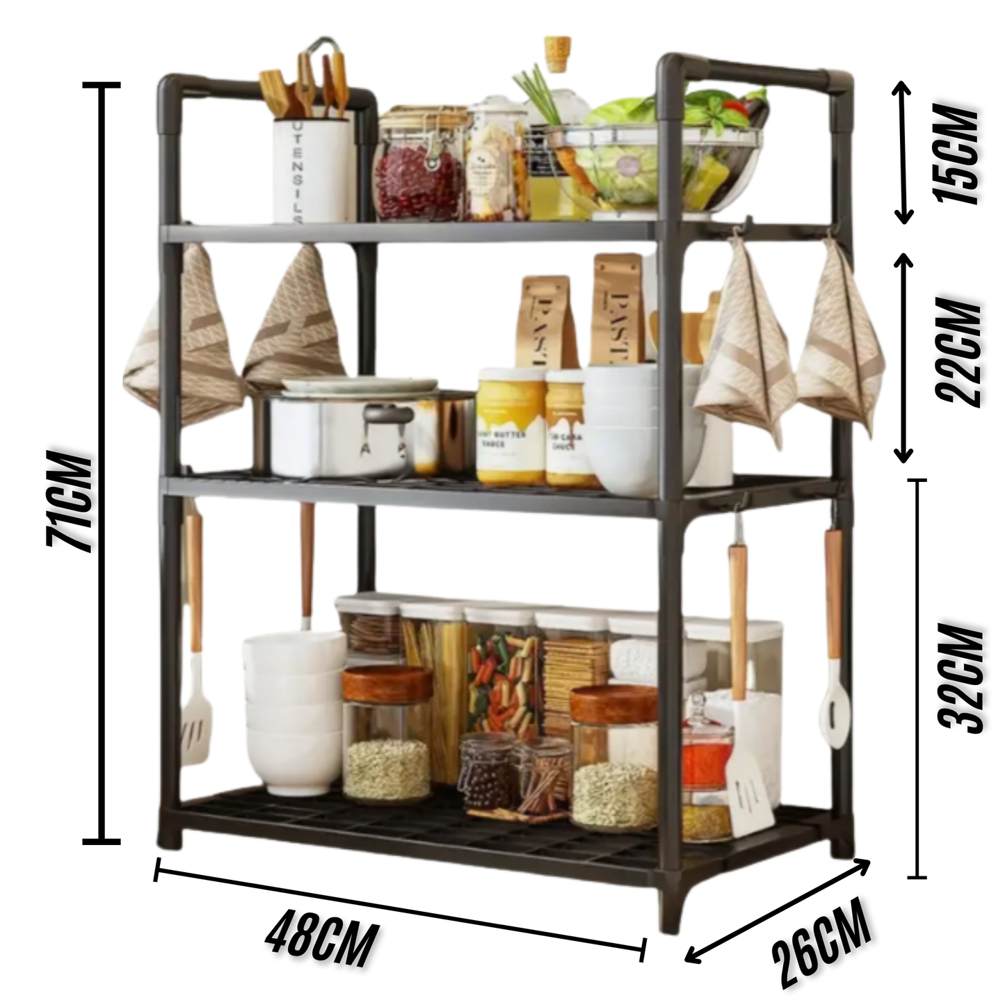 Estante para cocina de 3 niveles