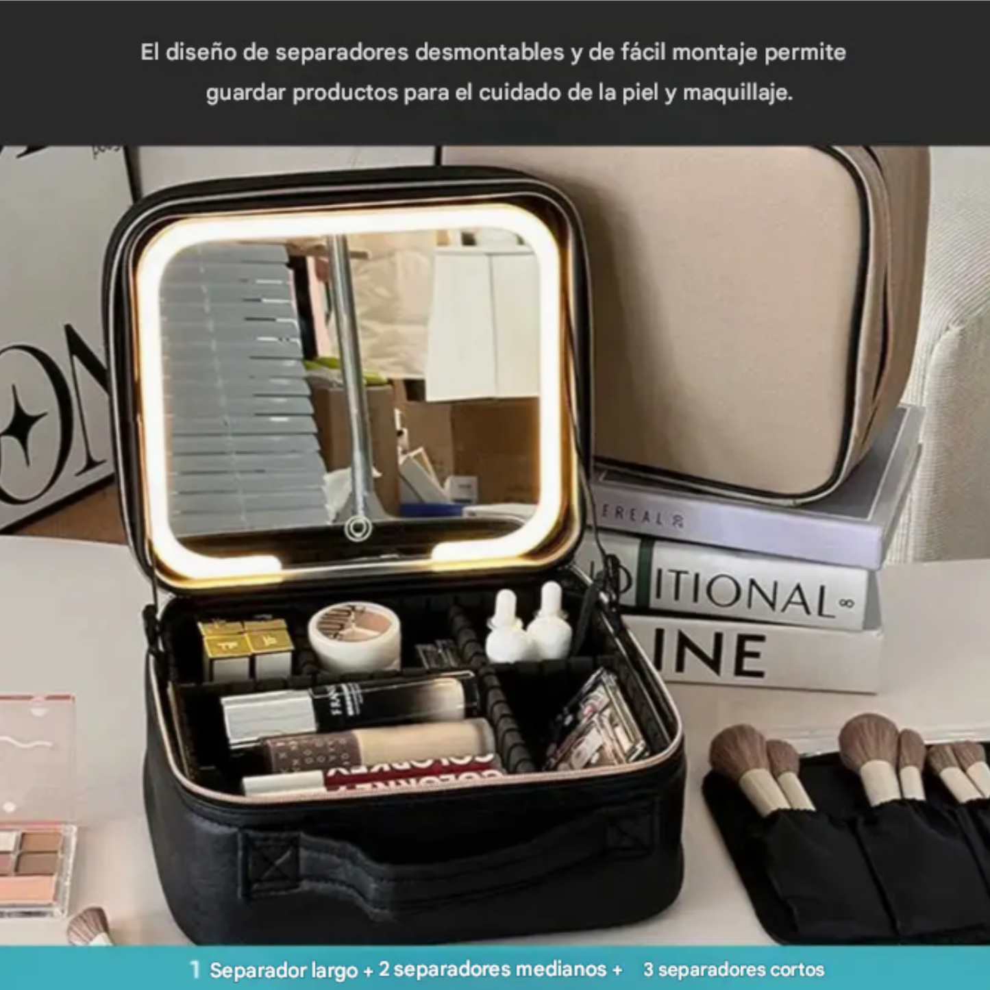 Maletín de Maquillaje con Espejo y luz led
