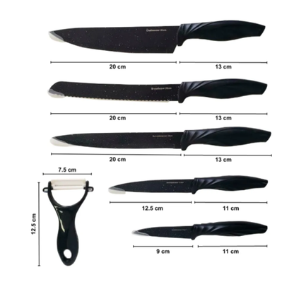 Set de cuchillos x6 piezas Negros