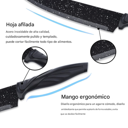 Set de cuchillos x6 piezas Negros