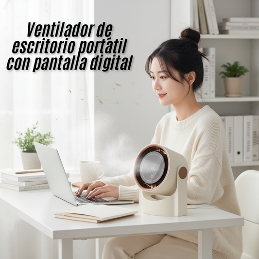 Ventilador de escritorio portátil con pantalla digital