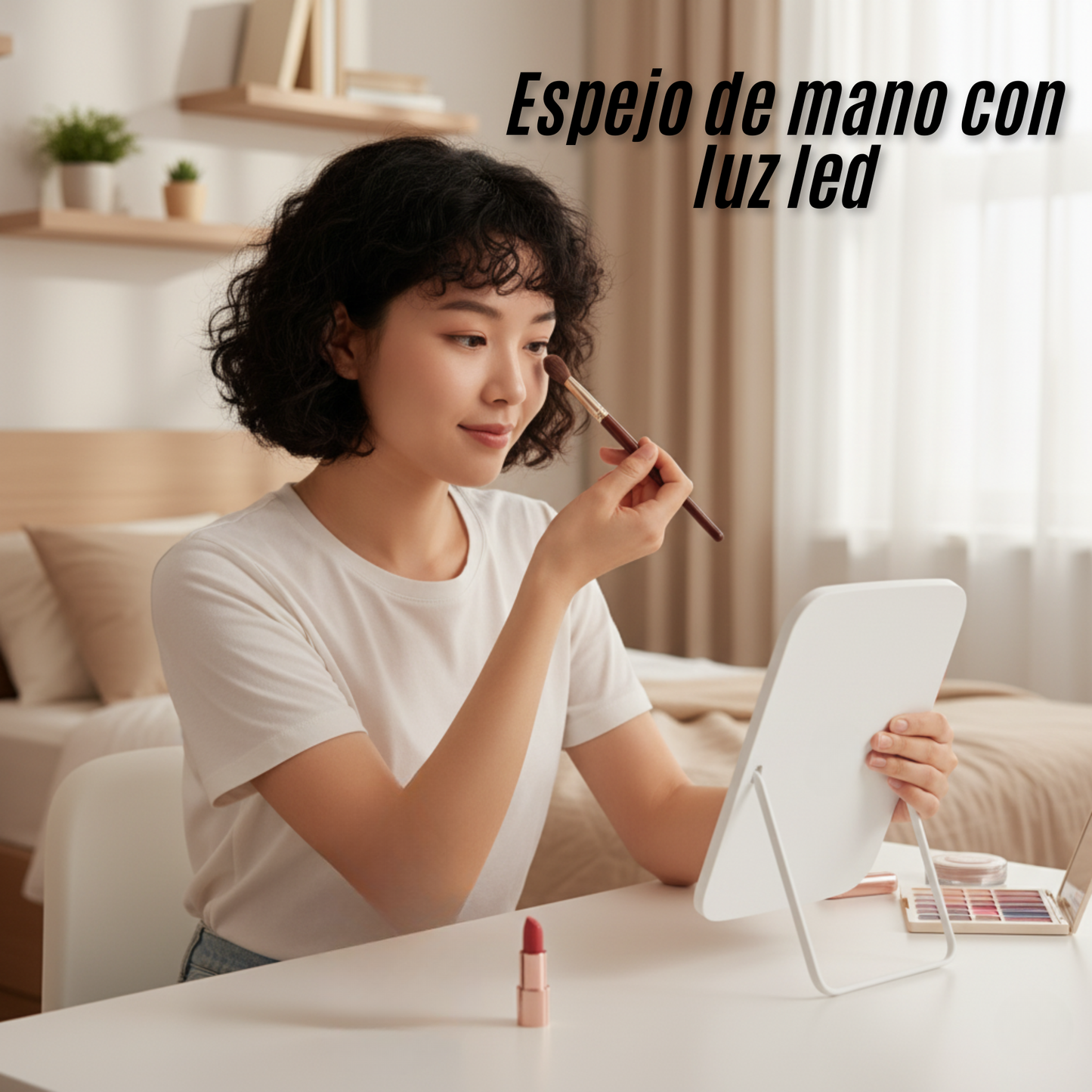 Espejo de mano con luz led