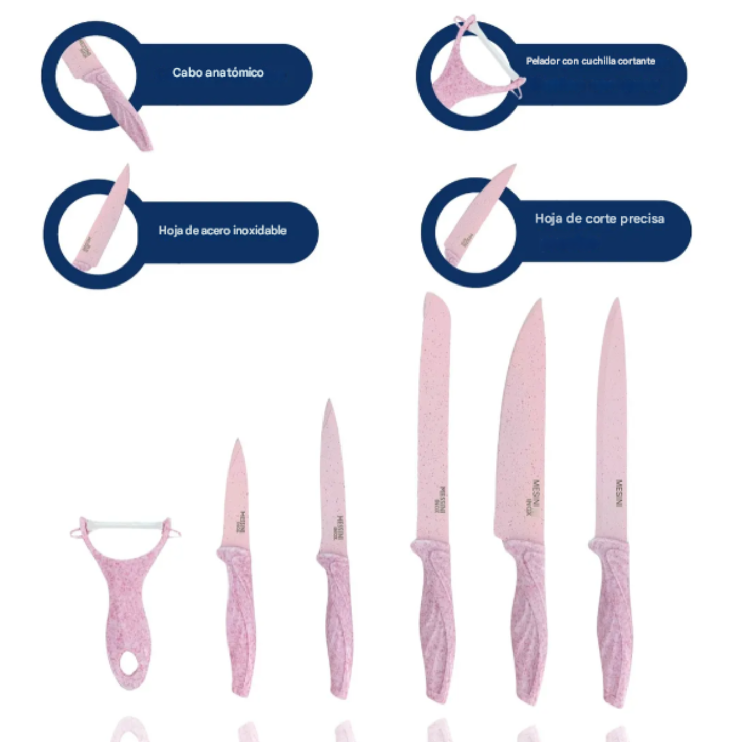 Set de Cuchillos x6 piezas Rosados
