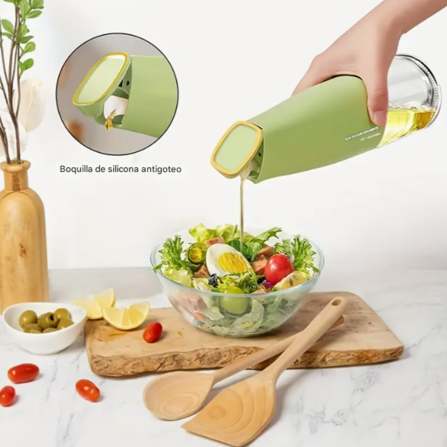 Botella Dispensadora de Aceite de Vidrio con Pico Vertedor