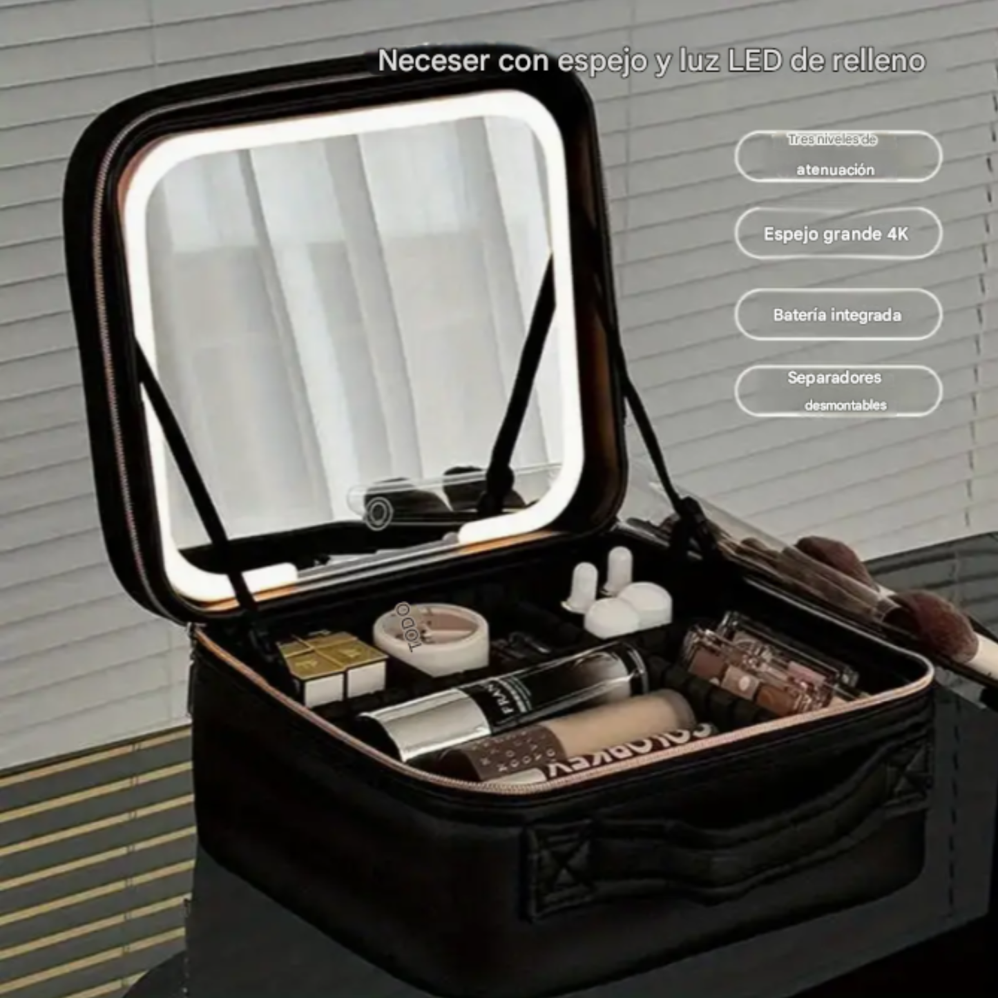 Maletín de Maquillaje con Espejo y luz led