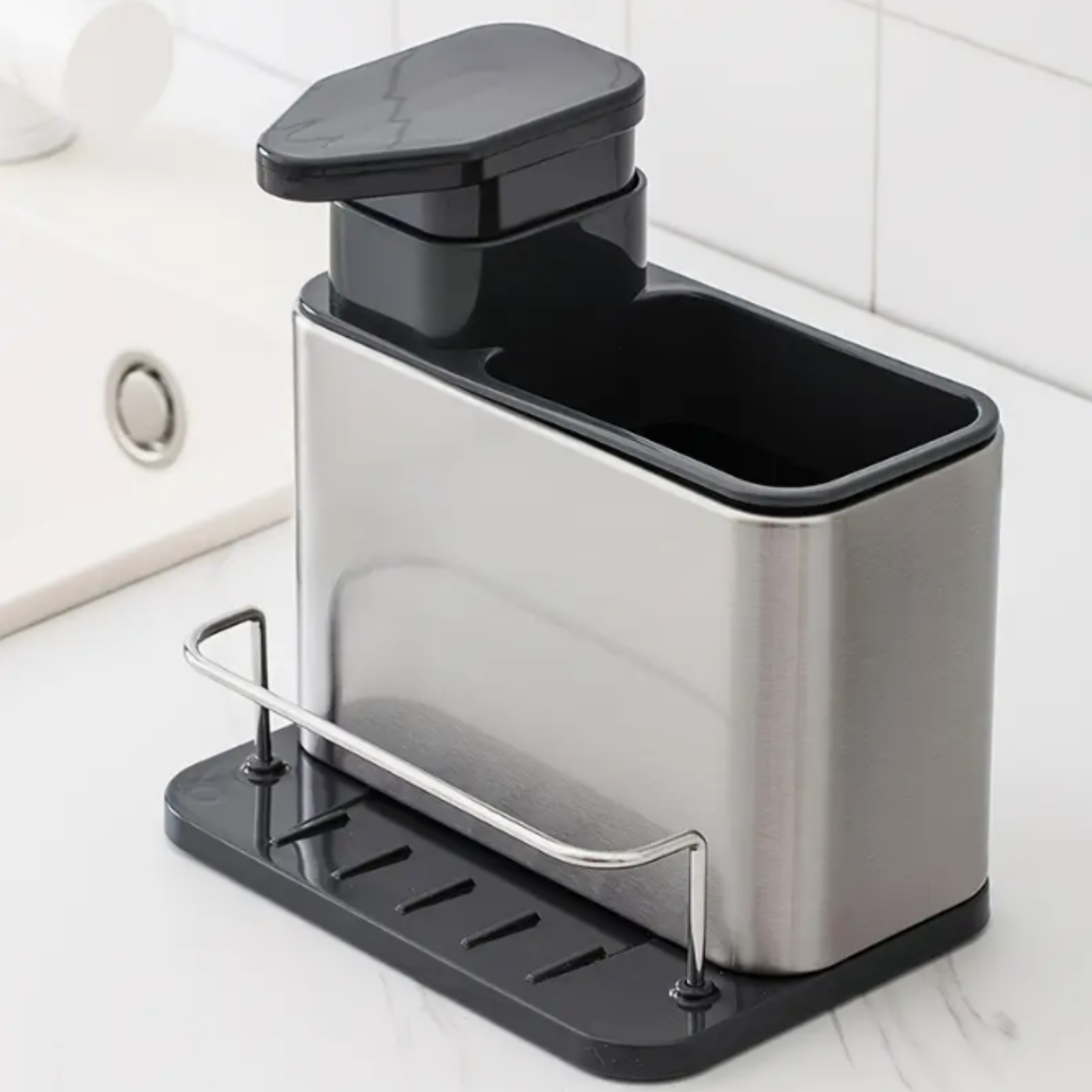 Dispensador De Jabón Con Soporte Para Esponja 3 en 1