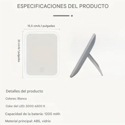 Espejo de mano con luz led