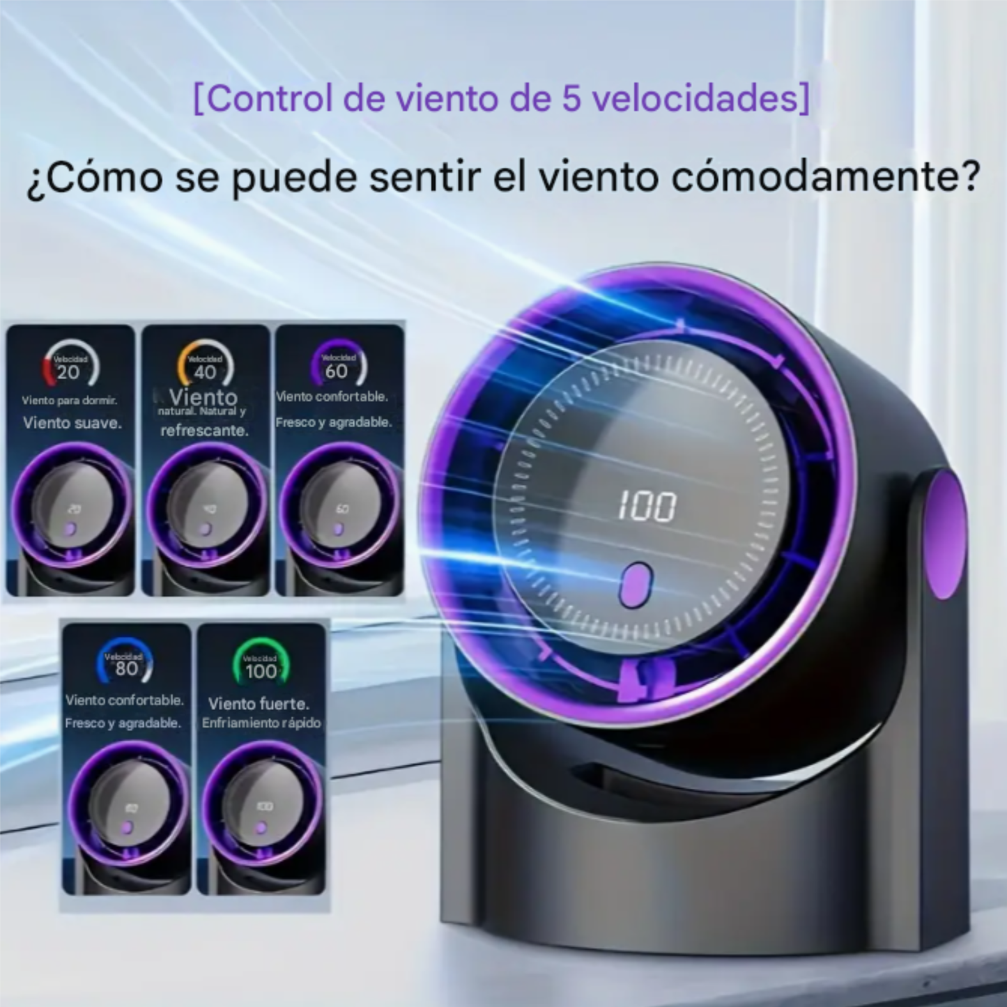Ventilador de escritorio portátil con pantalla digital