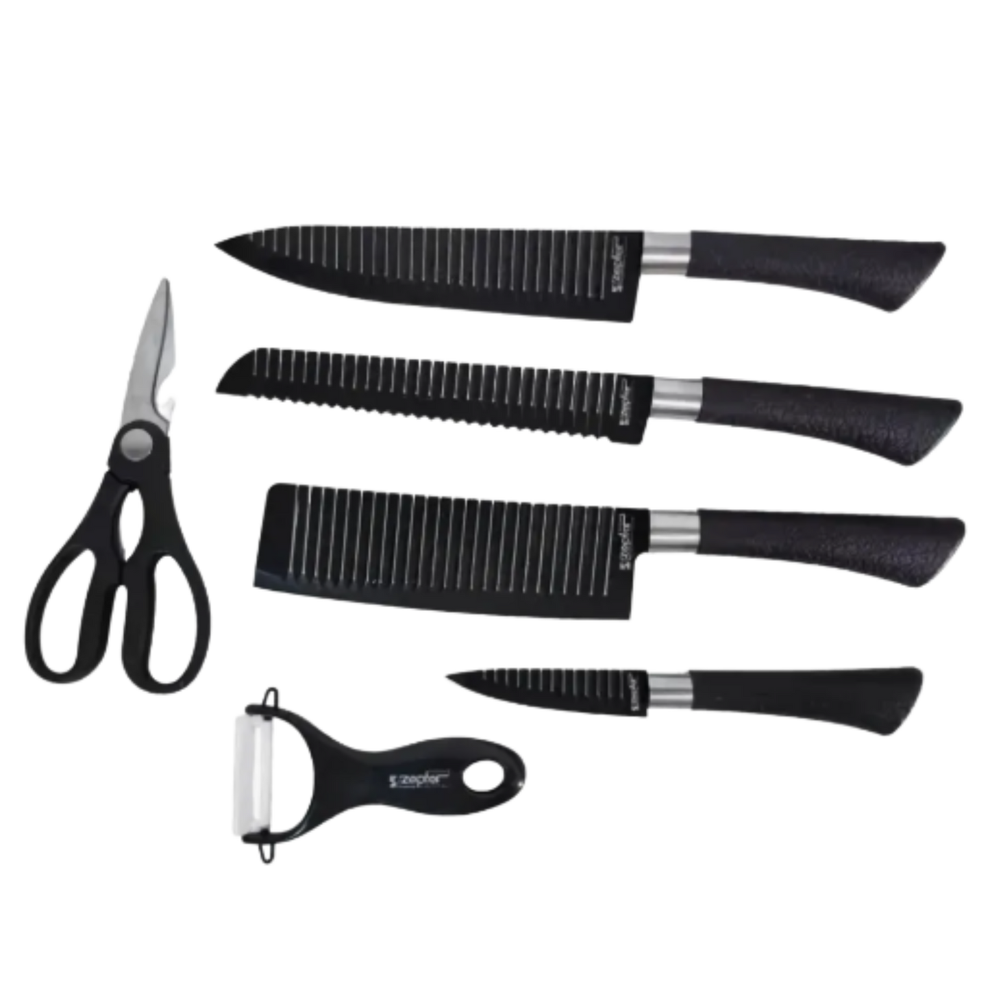 Set Cuchillos x6  Negros con Diseño