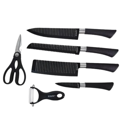 Set Cuchillos x6  Negros con Diseño