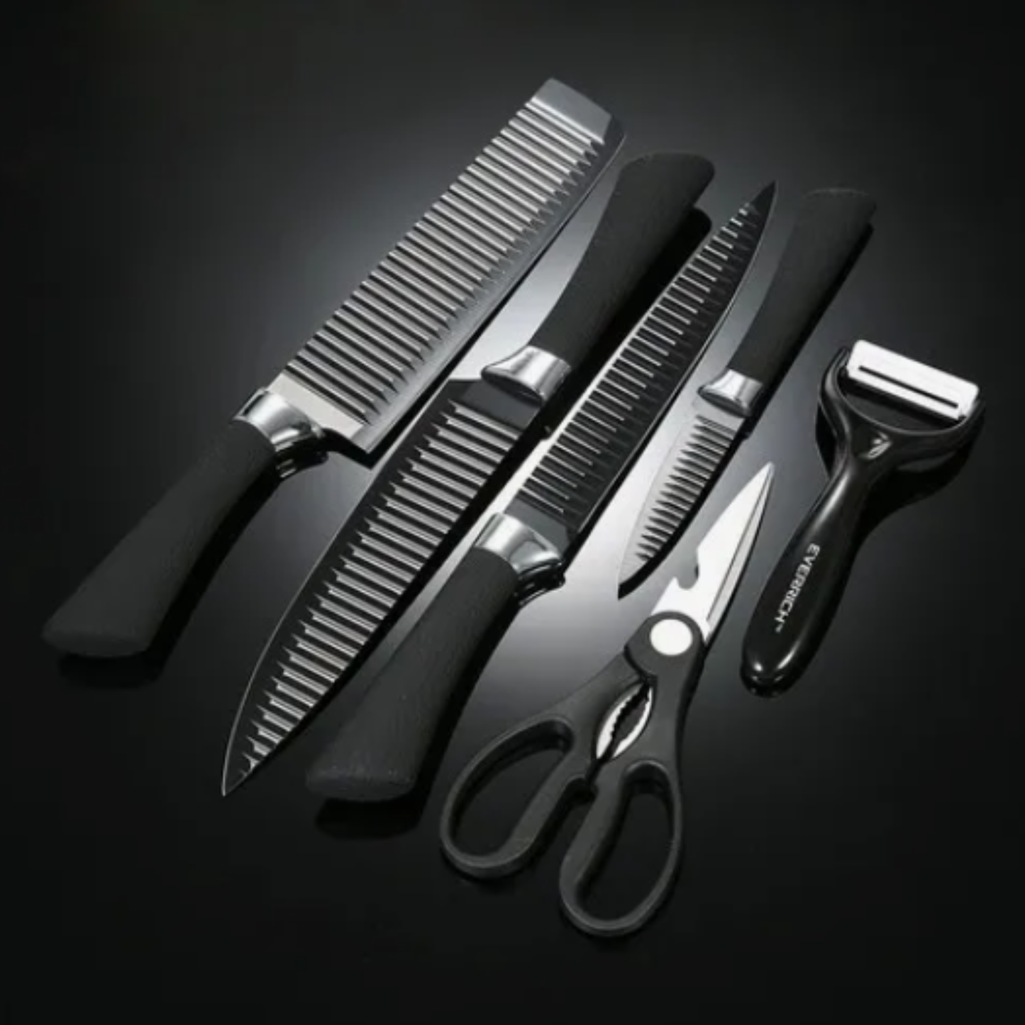 Set Cuchillos x6  Negros con Diseño