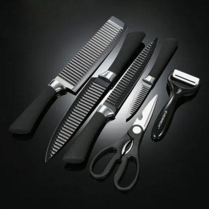 Set Cuchillos x6  Negros con Diseño
