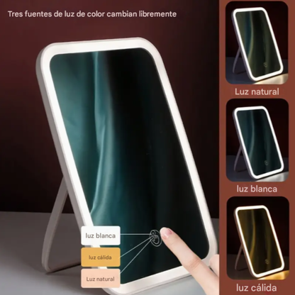 Espejo de mano con luz led