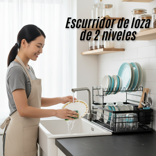 Escurridor de loza de 2 niveles