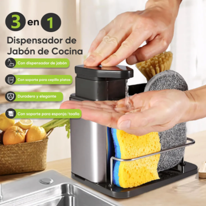 Dispensador De Jabón Con Soporte Para Esponja 3 en 1