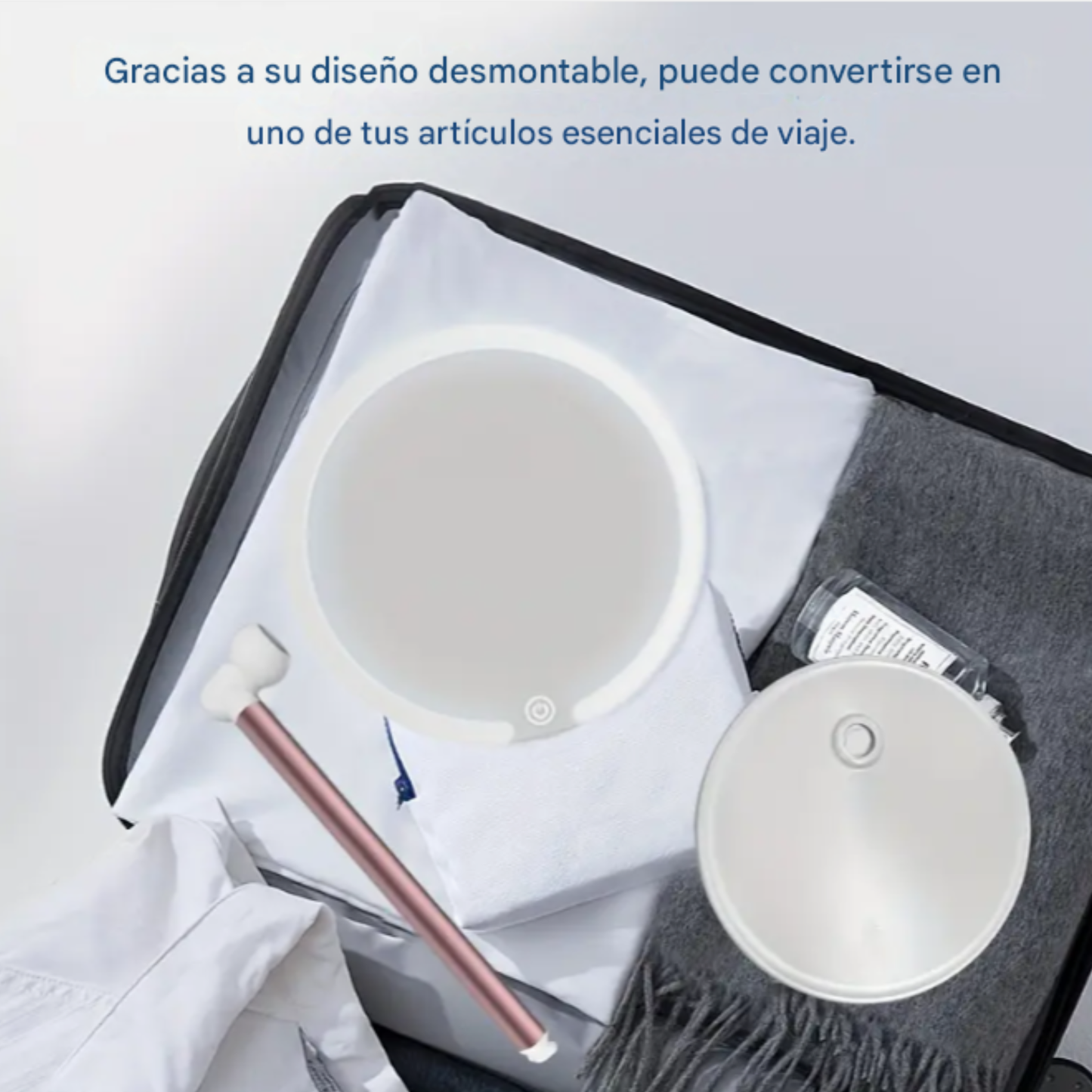 Espejo De Mano Led Con Soporte Para Celular