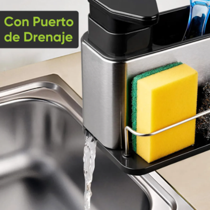 Dispensador De Jabón Con Soporte Para Esponja 3 en 1