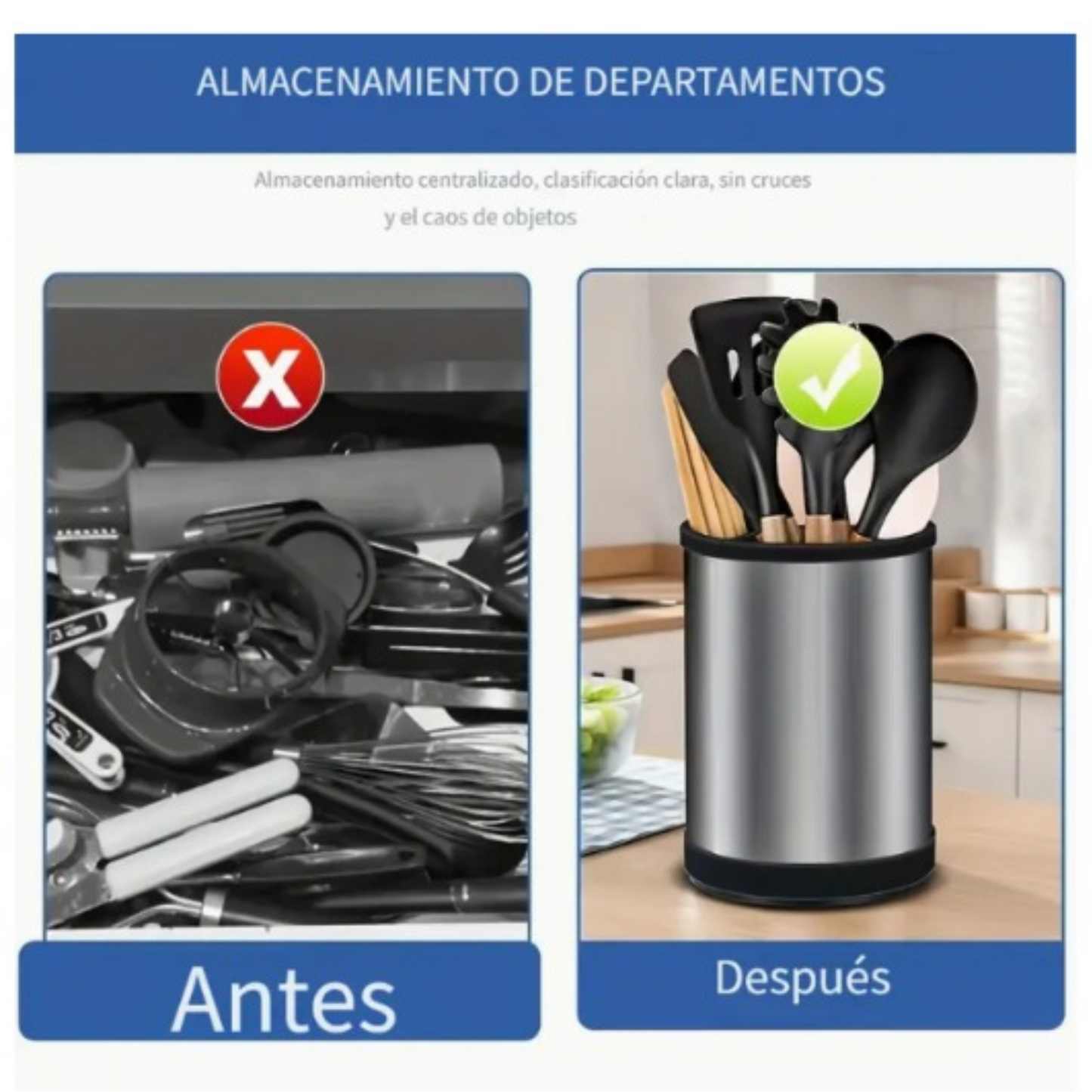 Cubiertero Giratorio De Acero Con Divisiones