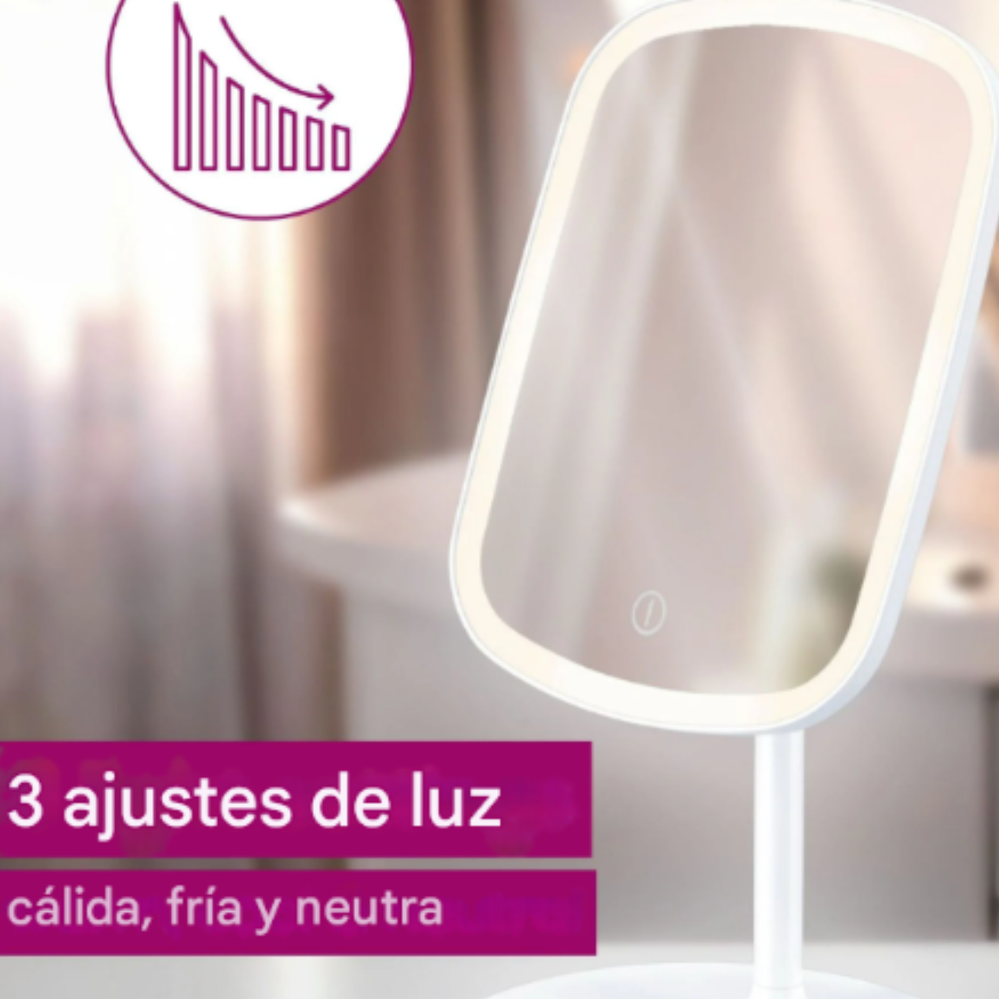 Espejo de maquillaje portátil recargable
