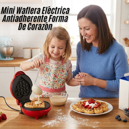 Mini Waflera Eléctrica Antiadherente Forma De Corazón