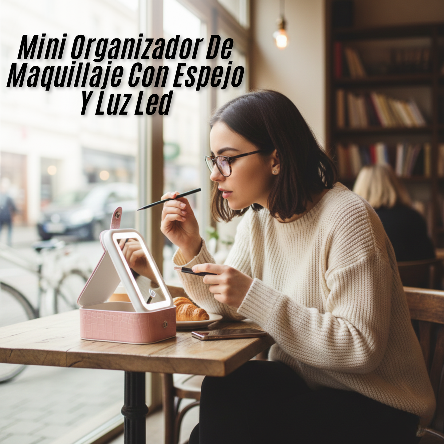 Mini Organizador De Maquillaje Con Espejo Y Luz Led