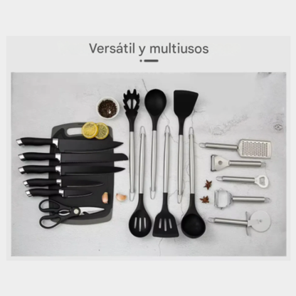 Juego De Cuchillos y Utensilios De Cocina De 20 Piezas