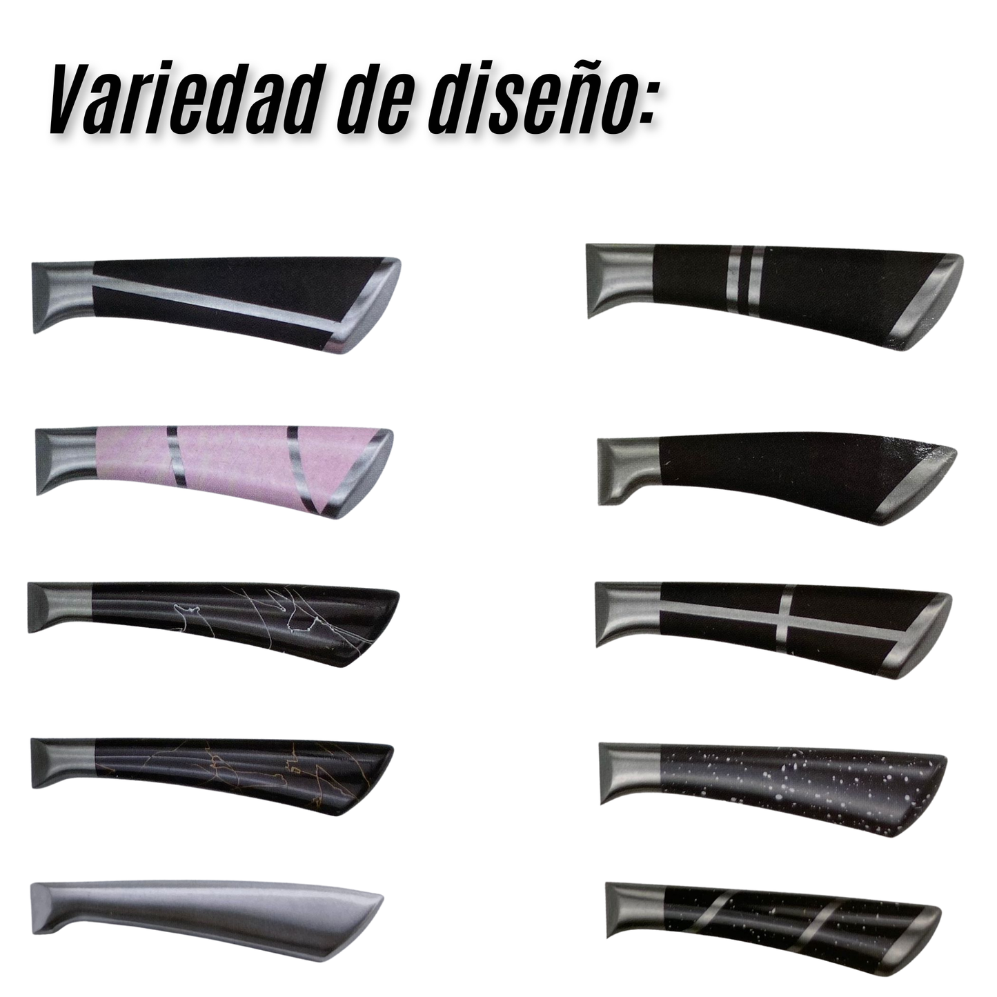 Set Cuchillos Cocina 8 o 9 Piezas Base Acero Inoxidable