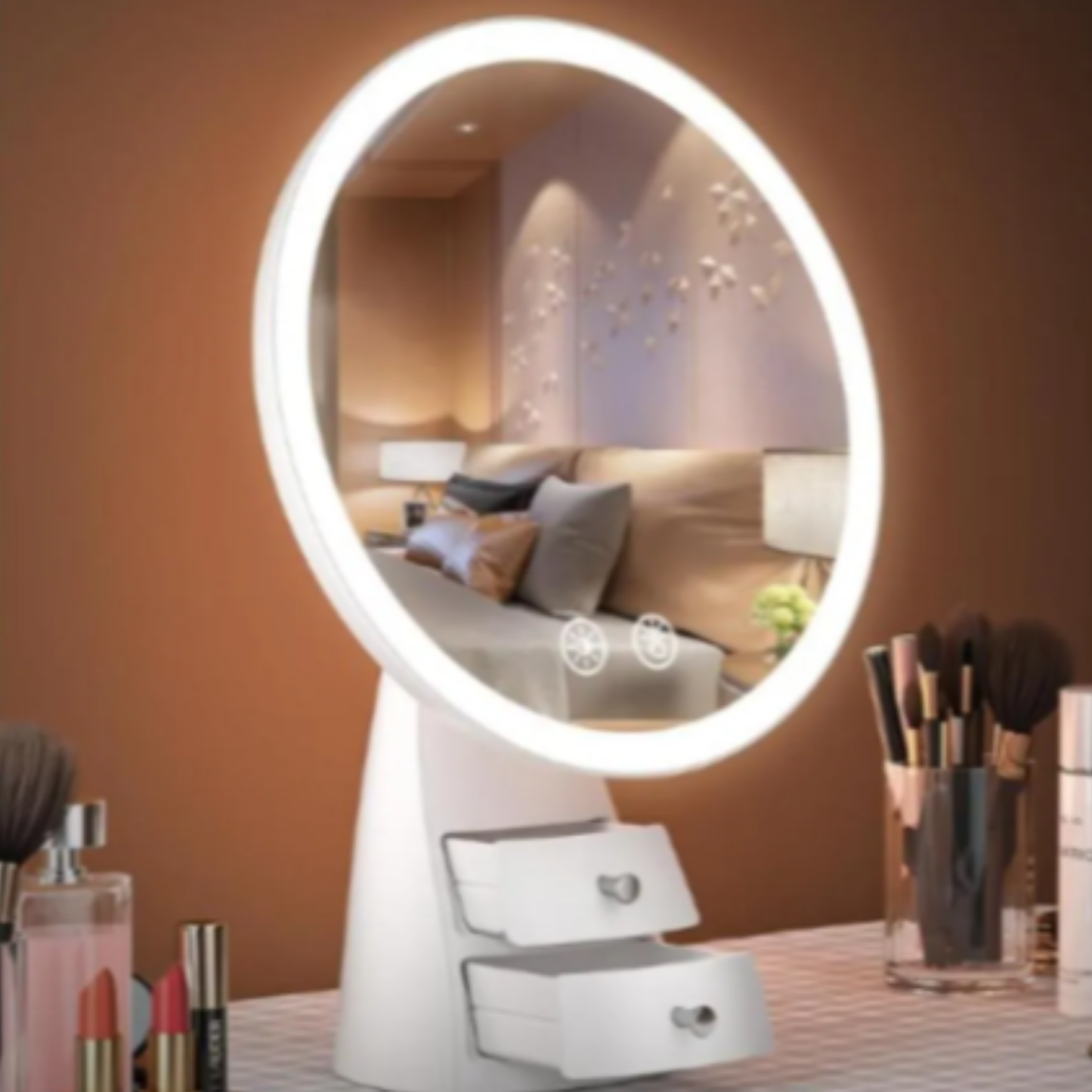Espejo De Maquillaje Tocador Con Luces Y Cajones Recargable