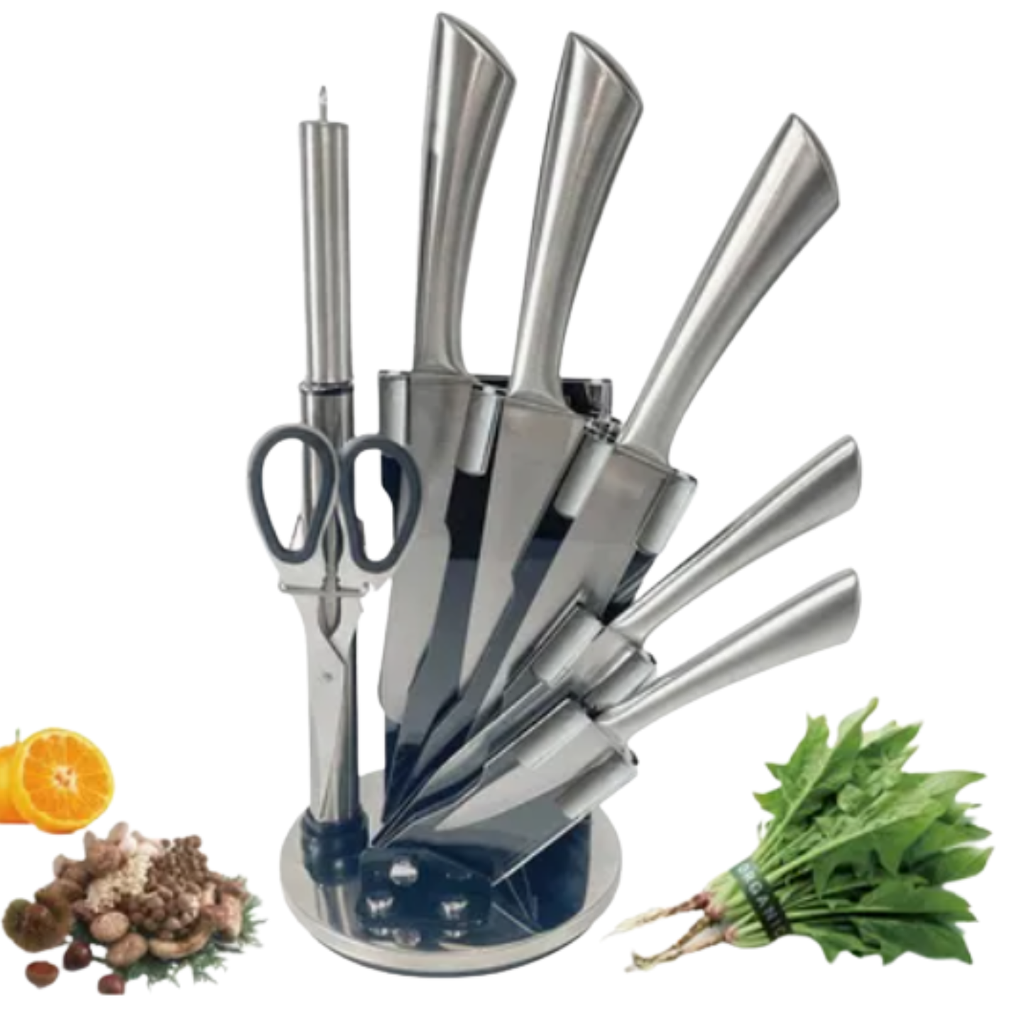 Set Cuchillos Cocina 8 o 9 Piezas Base Acero Inoxidable