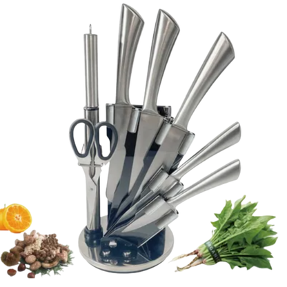 Set Cuchillos Cocina 8 o 9 Piezas Base Acero Inoxidable