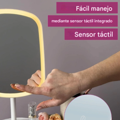 Espejo de maquillaje portátil recargable