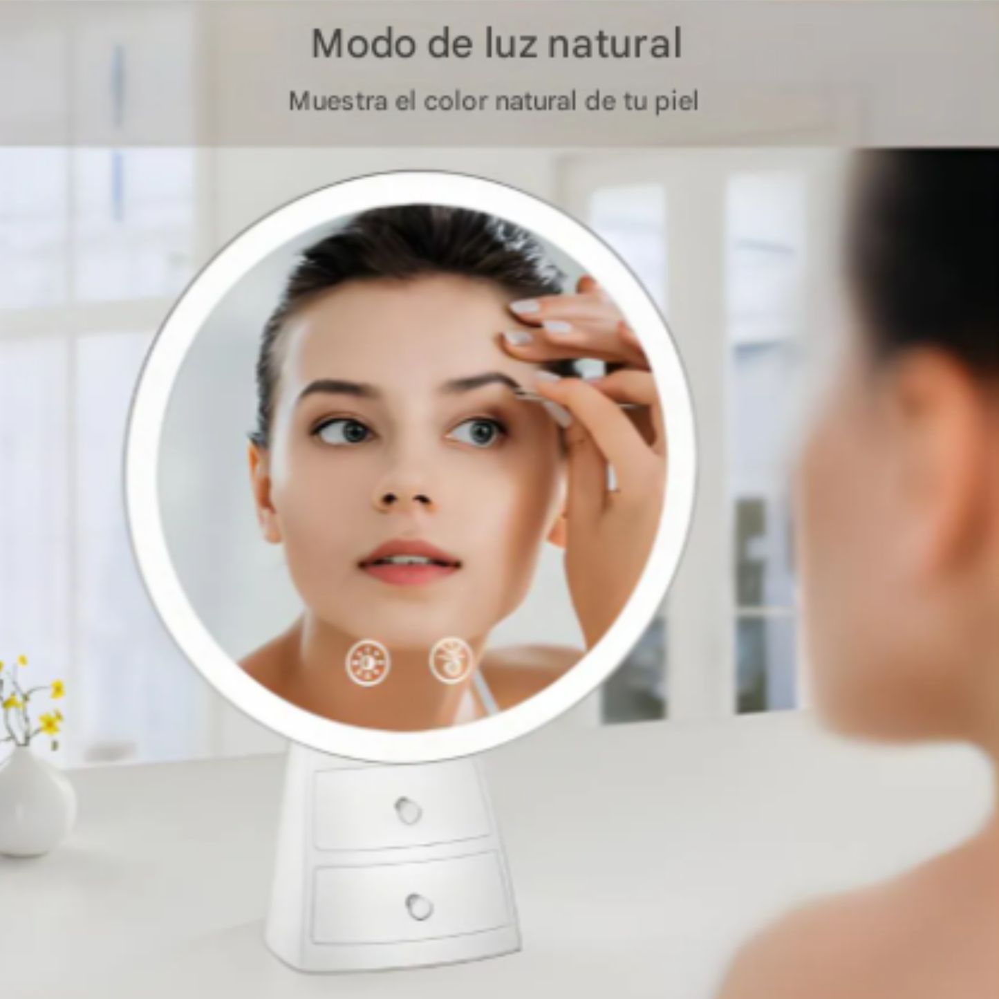 Espejo De Maquillaje Tocador Con Luces Y Cajones Recargable