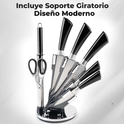 Set Cuchillos Cocina 8 o 9 Piezas Base Acero Inoxidable