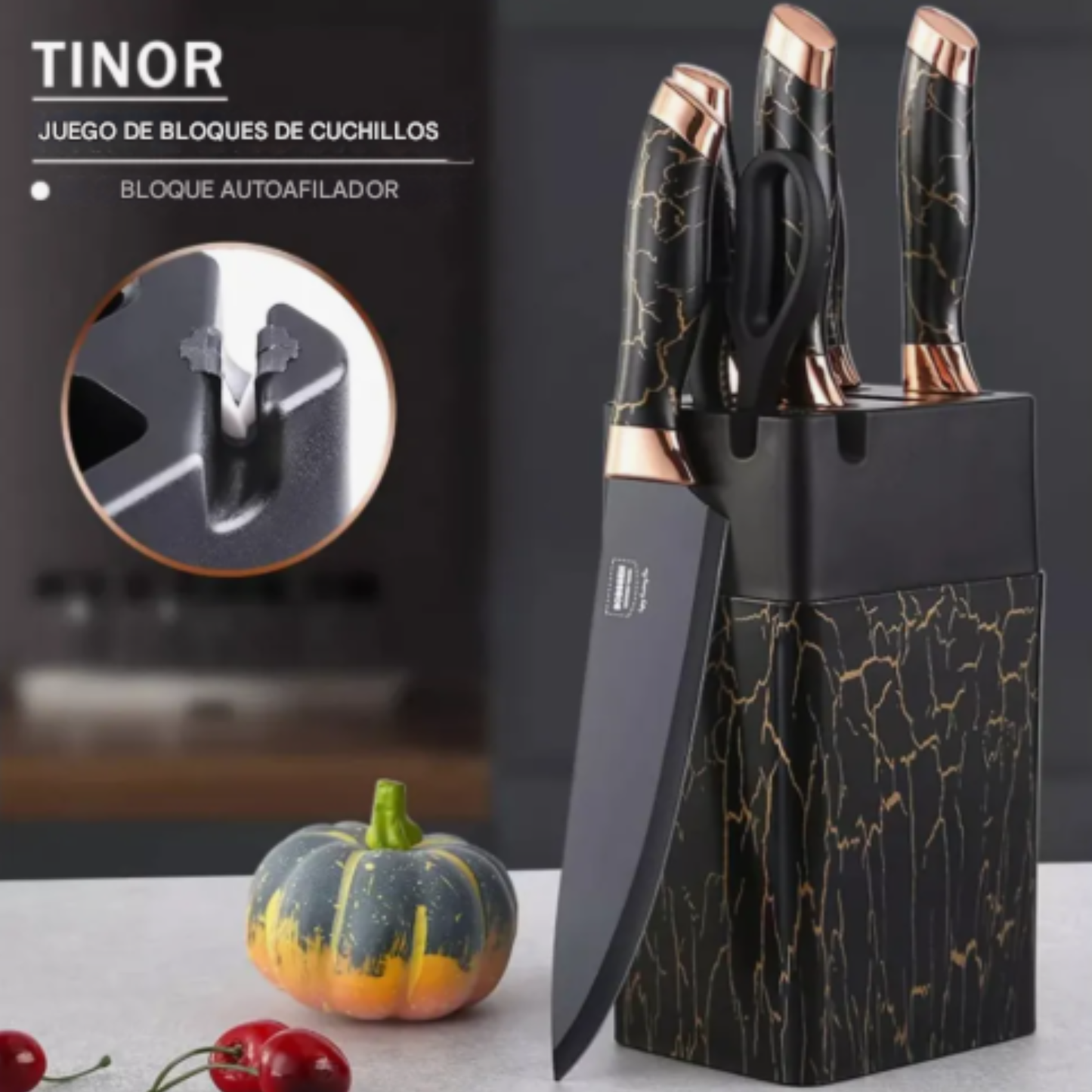 Set Cuchillos Cocina Cerámica Base Tijeras