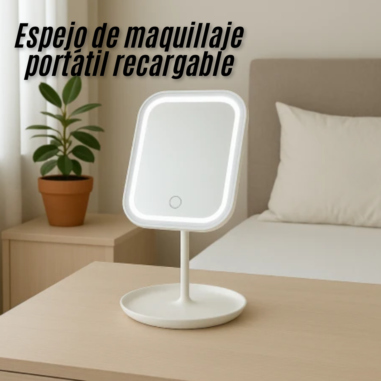Espejo de maquillaje portátil recargable