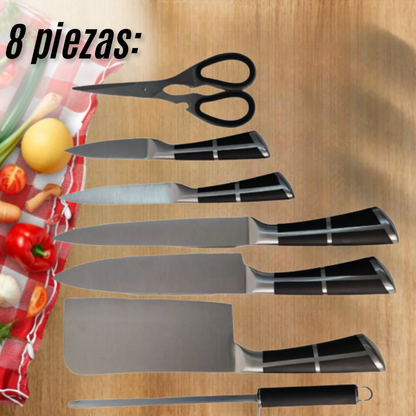 Set Cuchillos Cocina 8 o 9 Piezas Base Acero Inoxidable