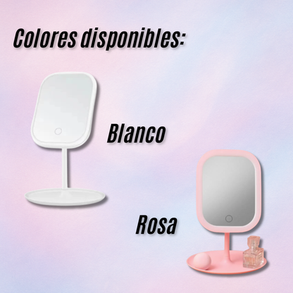 Espejo de maquillaje portátil recargable