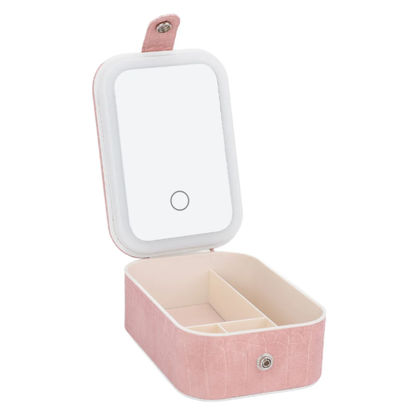 Mini Organizador De Maquillaje Con Espejo Y Luz Led