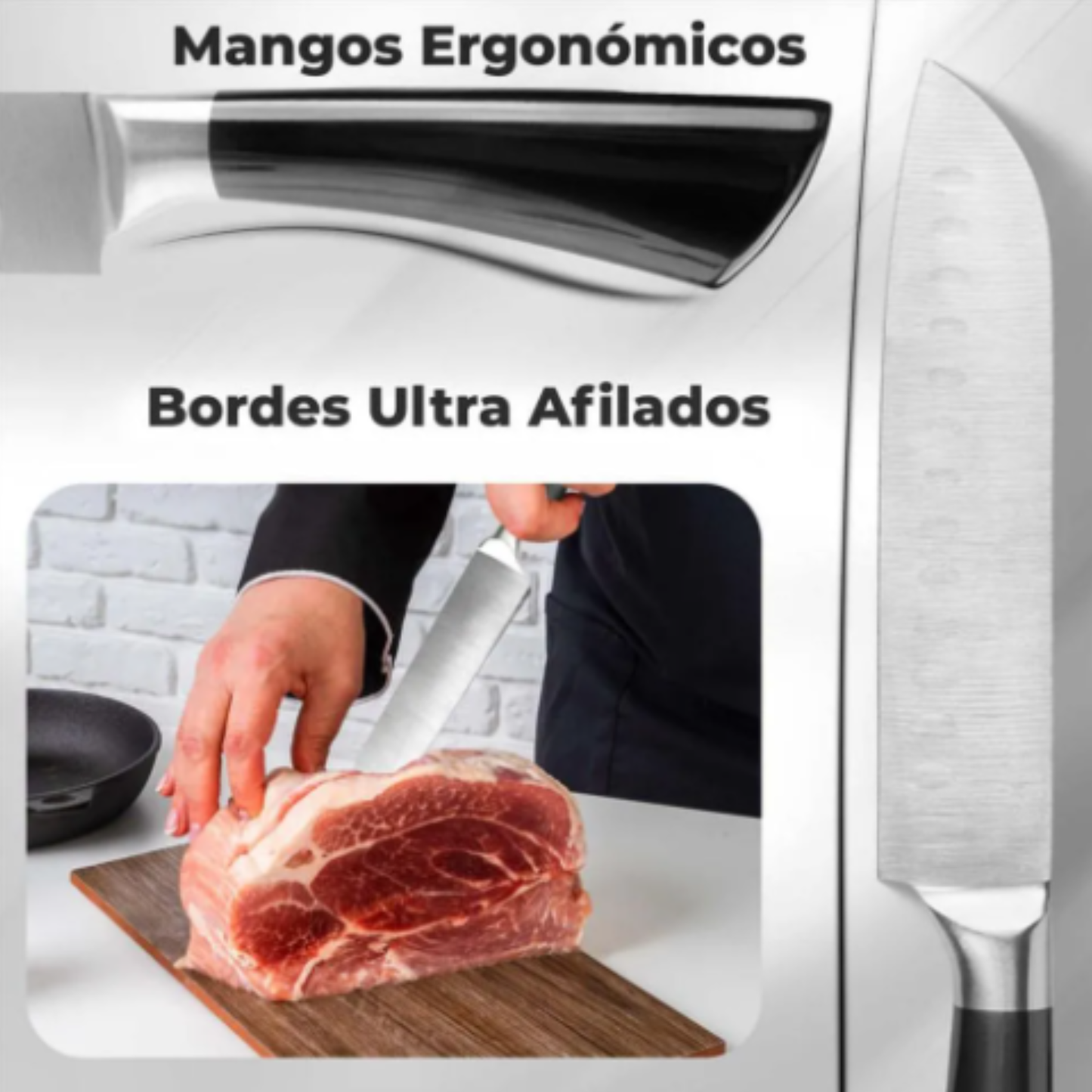 Set Cuchillos Cocina 8 o 9 Piezas Base Acero Inoxidable